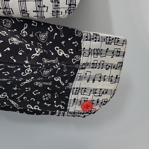 Musical Notes Button Down Shirt Flip cuffs - Picture 4 of 4